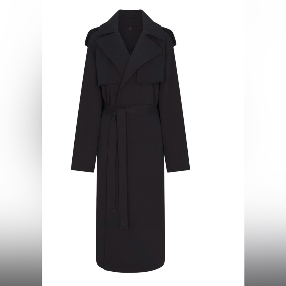 SKIMS Boyfriend Fleece Oversized Trench Coat Onyx Black Size 2X NWT - Picture 1 of 13
